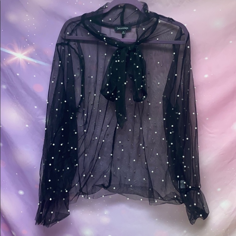 Pearl mesh blouse